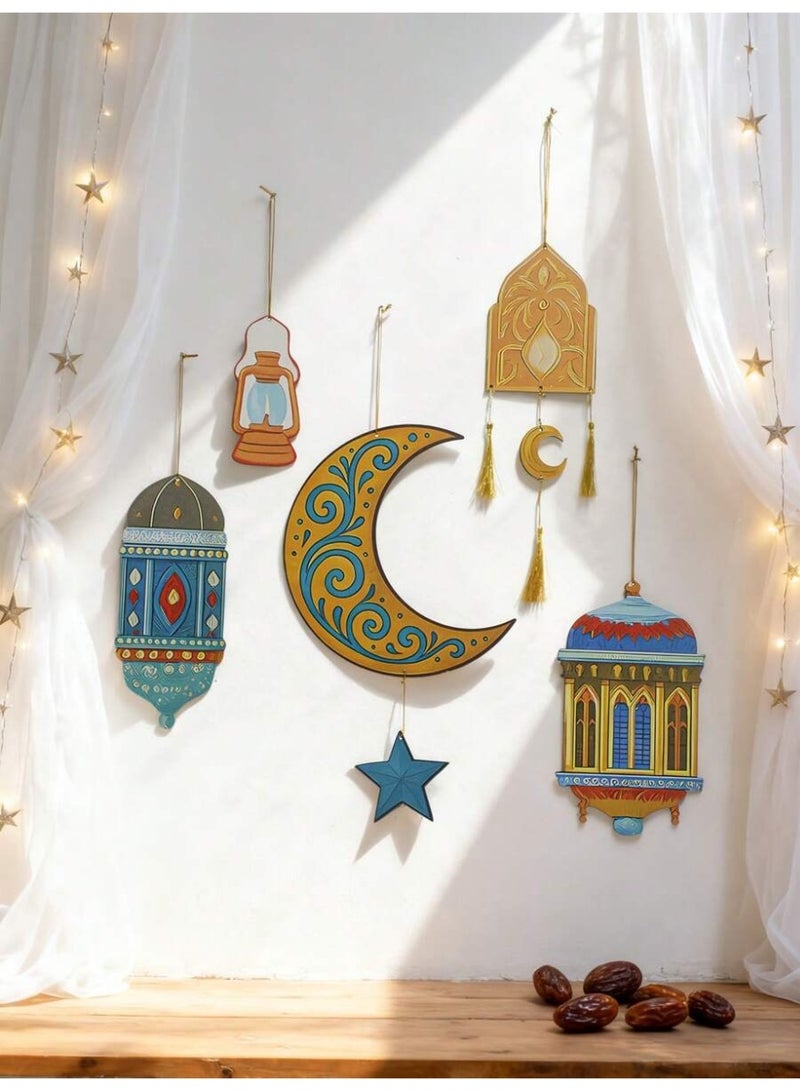 Ramadan Hanging Moon & Lantern Wall Decor Set – Islamic Home Decoration - Image 5